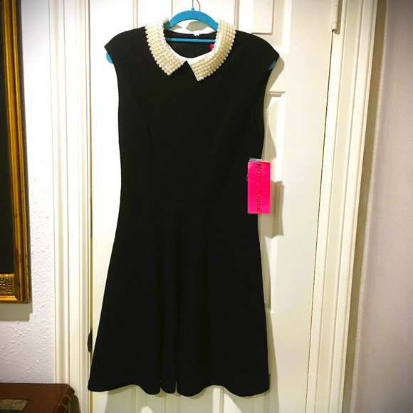 Betsey Johnson Beaded Pearl Peter Pan Collar Dress, sleevelss, size 6 NEW - Picture 2 of 11